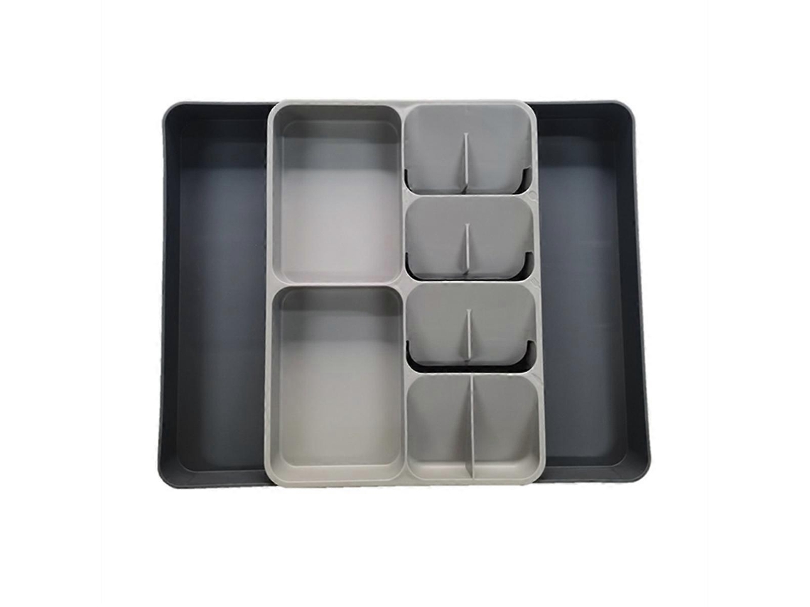 Lurelia Bandeja Para Talheres, Extraível, Em Plástico Pp, Para Gaveta De Cozinha, Altura Mínima De 5,5 Cm, Cinzento