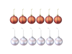 Mini Enfeites De Bola De Basquete Para Árvore De Natal, Prata, 6 X 6 X 6 Cm, Pacote Com 12 Olysi Shop