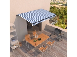 Vidaxl Toldo Retrátil Manual 400x350 Cm Azul E Branco