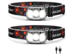 Farol Recarregável De 2 Unidades Ultraleve E 1200 Lúmens Faróis Brilhantes Para Testa Com Luz Vermelha Branca Lâmpada De Cabeçote Com Sensor Yunzii