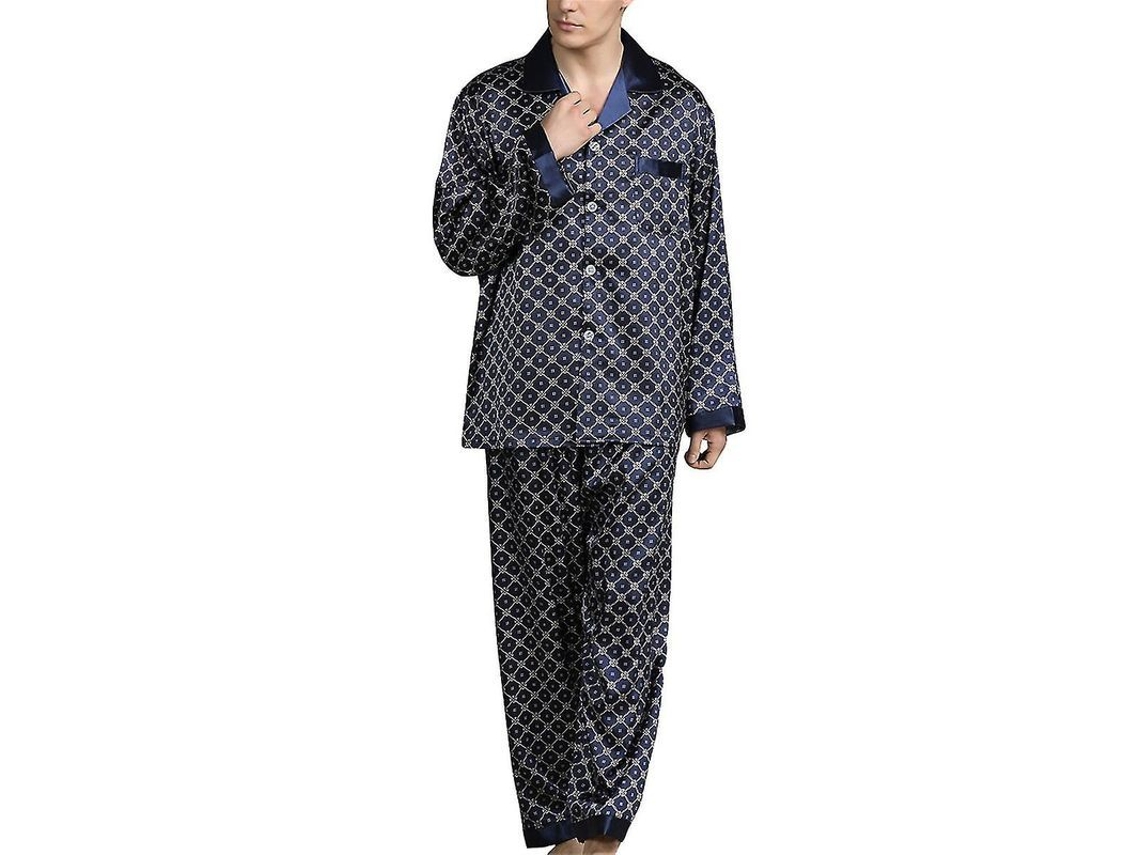 2026 conjunto de Pijama de Seda para Hombres Con Manga Larga de Alta Calidad