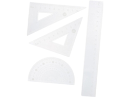 Conjunto De Régua Triangular, Transferidor E Métrica Transparente Da