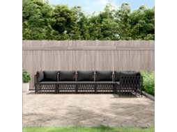 Vidaxl 6 Pcs Conjunto Lounge De Jardim Com Almofadões Aço Antracite