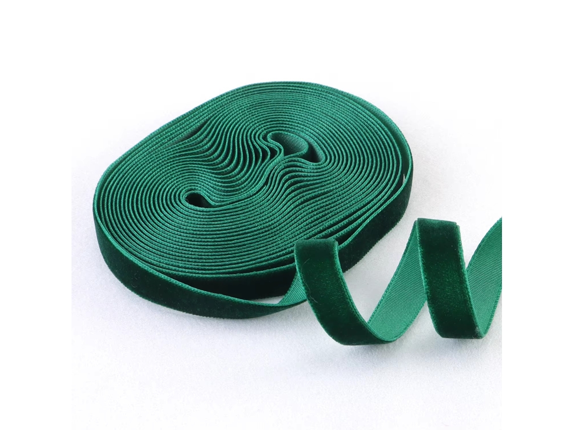 Fita de Veludo Natalina de 5 Jardas Fita Vintage Ideal para Embalagens de Natal e Casamento. MDUG (verde escura, 10 Mm)