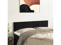 Cabecero de terciopelo de 2 piezas 72x5x78/88 cm negro