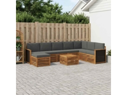 Vidaxl Conjunto De Sofás Para Exterior 7 Unid. Natural E Antracite