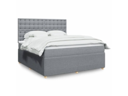 Vidaxl Cama Com Molas/colchão 180x200 Cm Tecido Cinzento-claro
