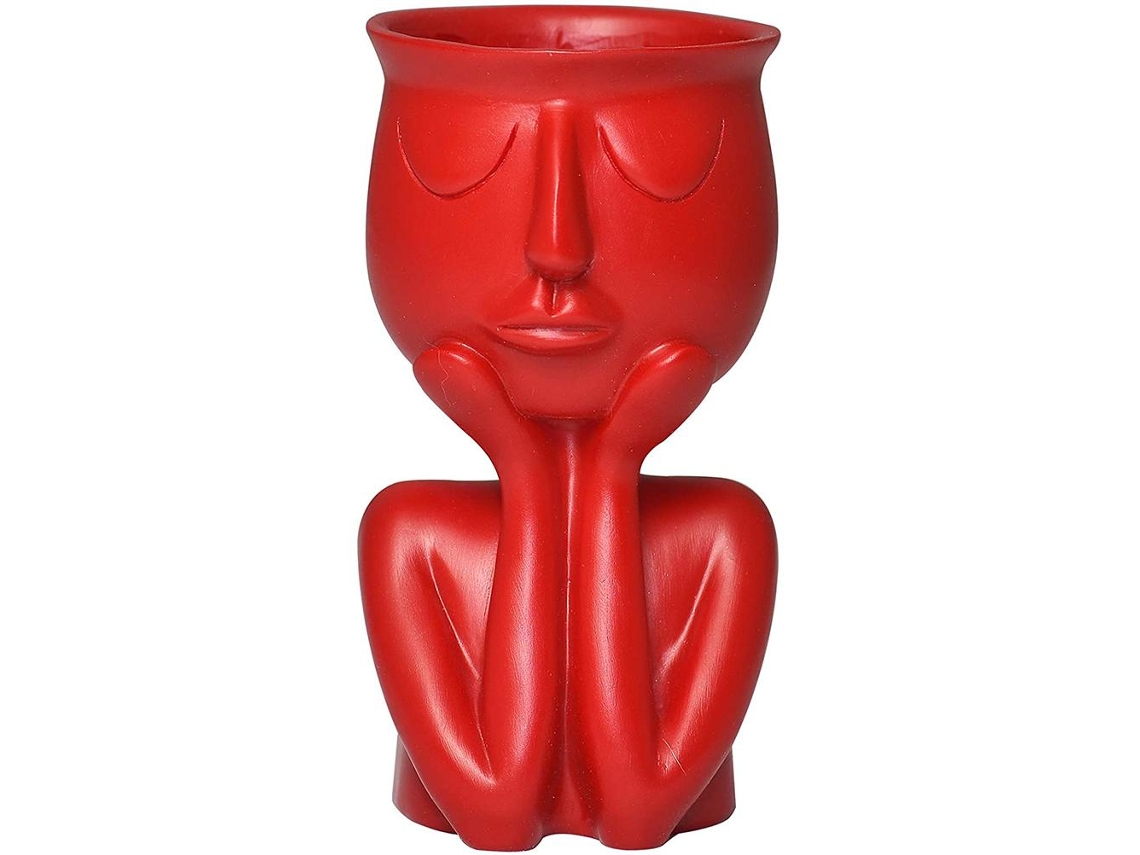 Vaso De Resina Para Suculentas Com Cabeça Decorativa Jardim Casa