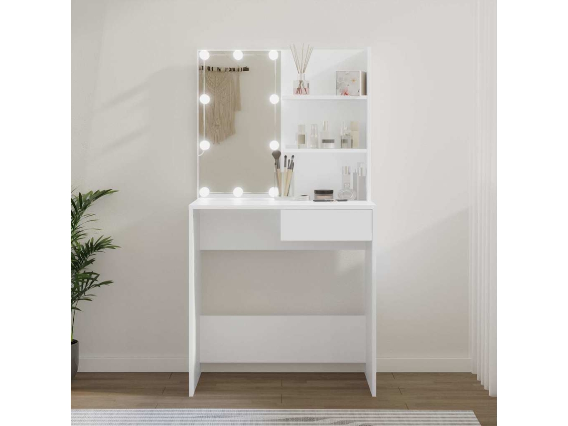 Vidaxl Toucador Com Leds 74,5x40x141 Cm Branco