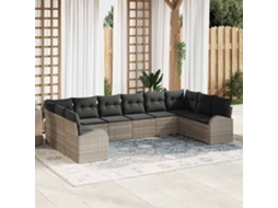 Vidaxl Conjunto de Sofás com Almofada 10 Pcs Cinzento claro Polirattan