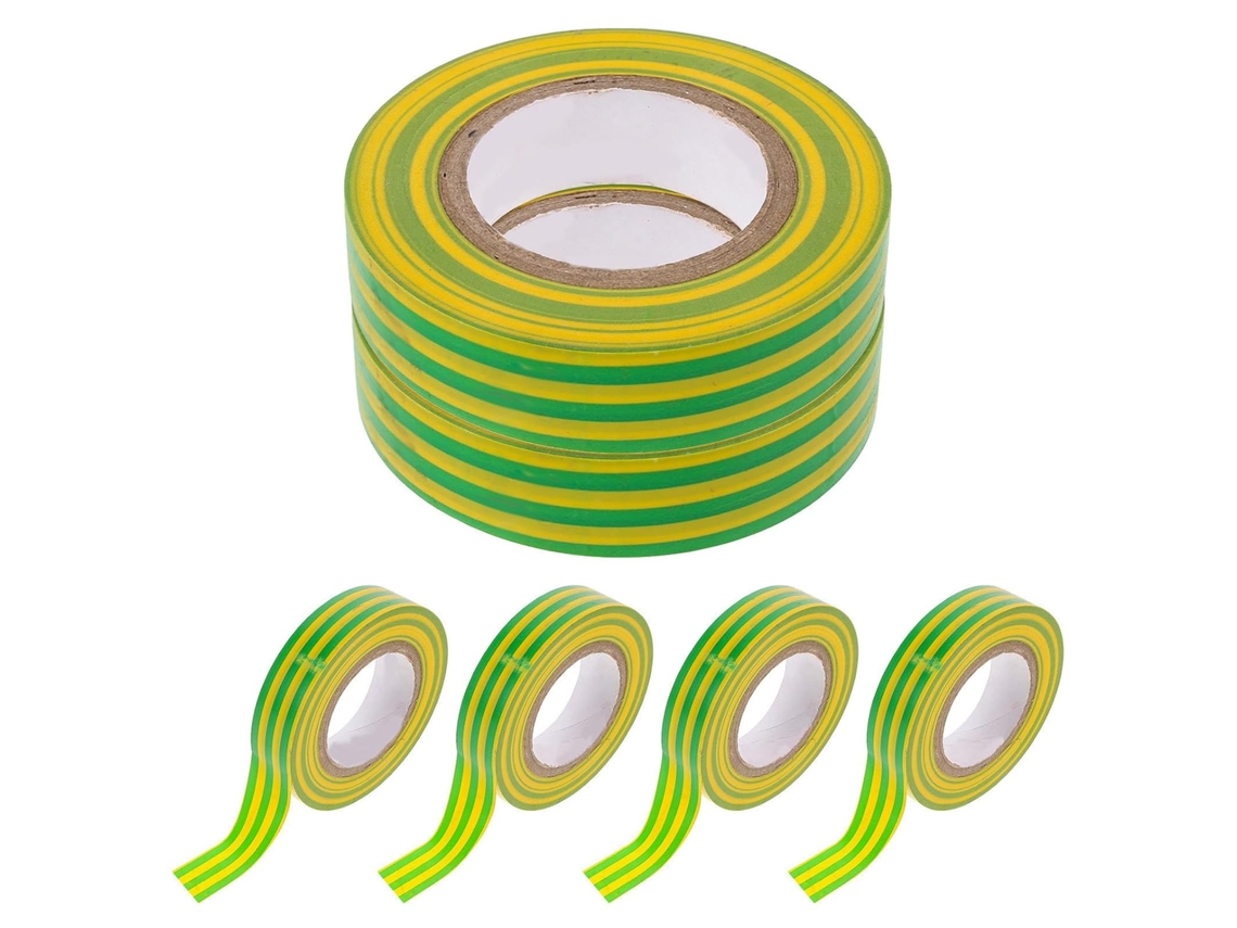 Fita Adesiva Elétrica Gadpiparty Em Pvc Resistente A Altas Temperaturas, Nas Cores Amarela E Verde, Para Fácil
