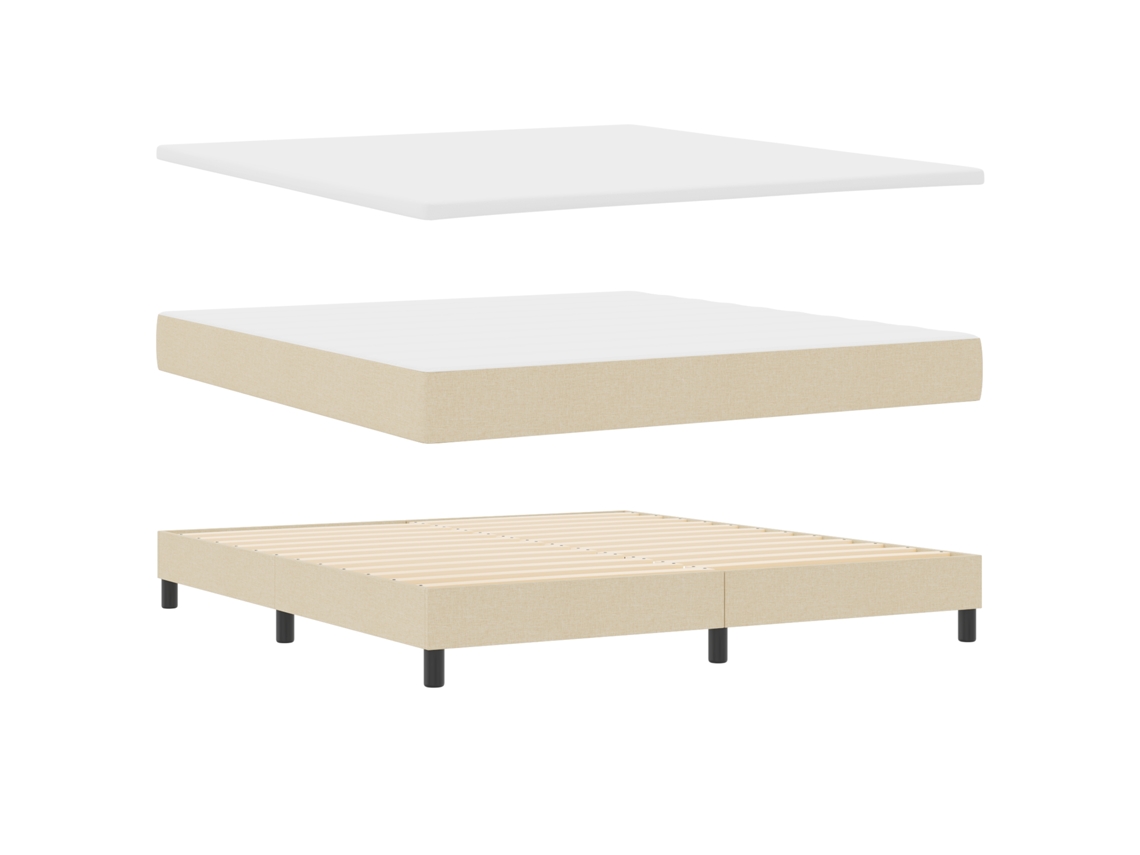 Conjunto 1 Cama Box Vidaxl Creme Tecido (180 X 200 Cm)