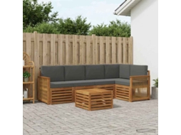 Vidaxl Conjunto De Sofá Sectional 5 Pcs Natural E Antracite