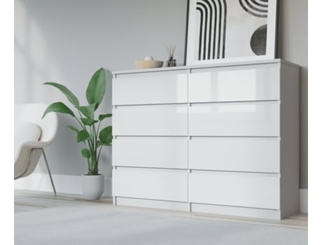 Cómoda Brilhante 3XE LIVING Painel de partículas Branco (102x138x39)
