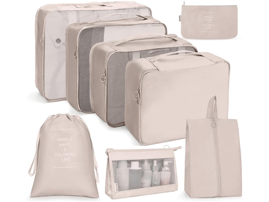Conjunto De 8 Organizadores De Mala, Com Compressão, Impermeável, Para Organizar Roupas, Calçado E Acessórios Em Viagem