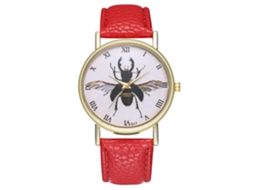 Reloj De Pulsera De Cuarzo Para Parejas Con Correa De Pu, Dial Redondo Y Diseño Fashion (rojo)