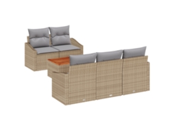 Conjunto 6 Conjunto De Sofá Modular Vidaxl Bege Vime Pe (123 X 62 X 69 Cm)