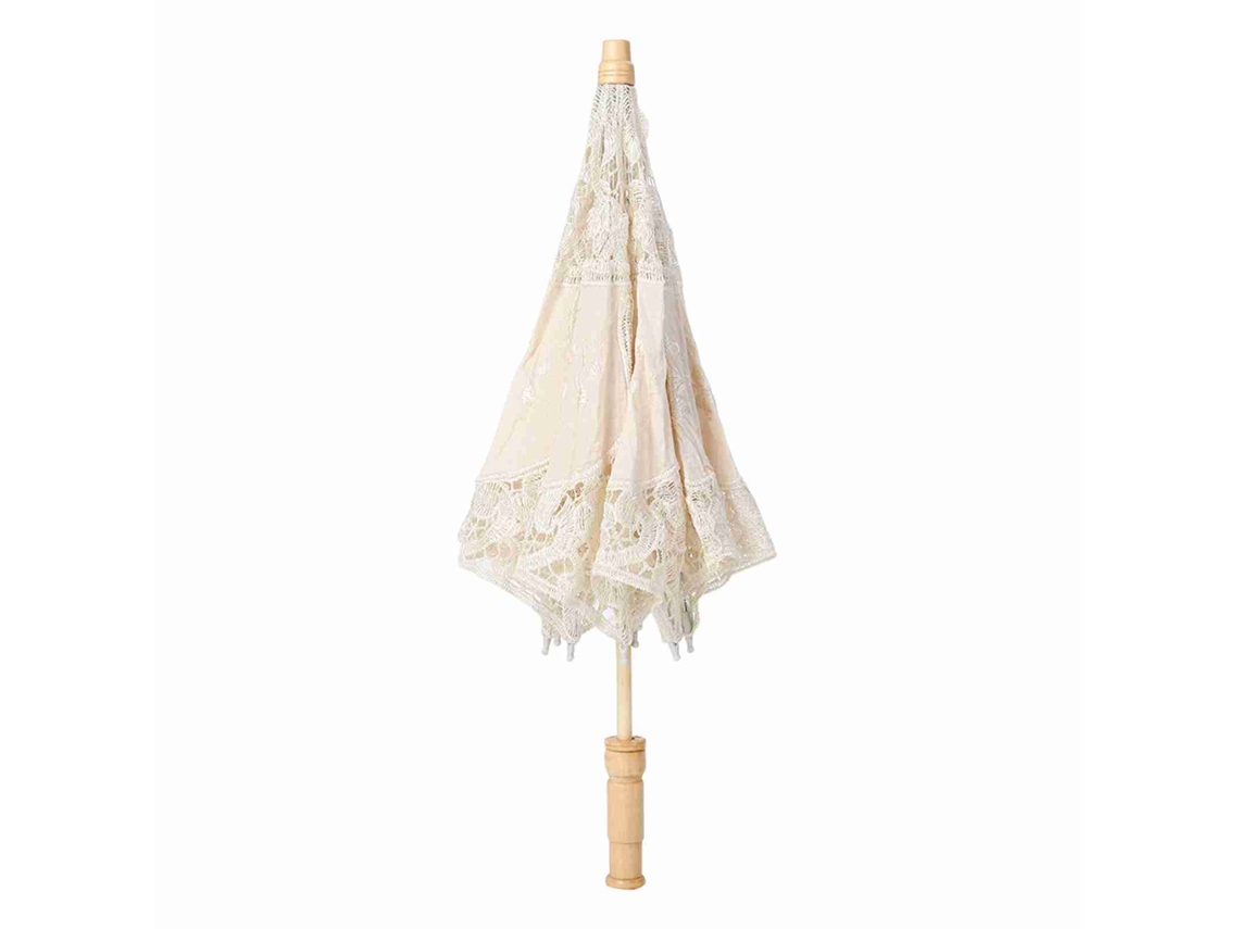Paraguas de Encaje Artesanal Con Flores Bordadas para Novia Fotografía Boda Color Beige L