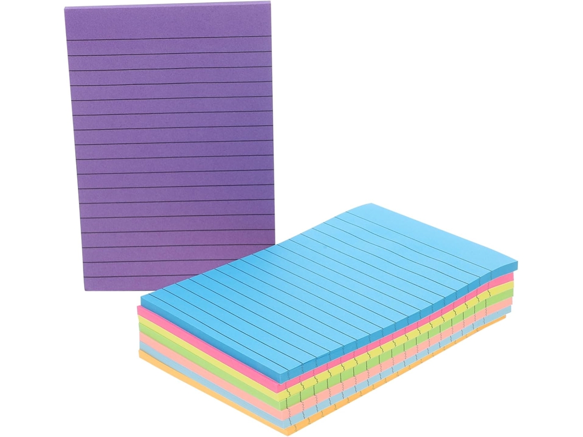 Bloco de notas adesivas multiuso com linhas, em diversas cores, para casa, escritório e escola.