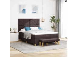 Vidaxl Cama Box Com Cabeceira Castanho Escuro 190 X 140 Cm Tecido