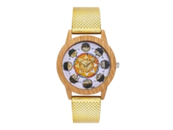 Reloj De Mujer Y Hombre Zhoulianfa Dial Planetario Correa De Malla Cuarzo Analógico (oro)