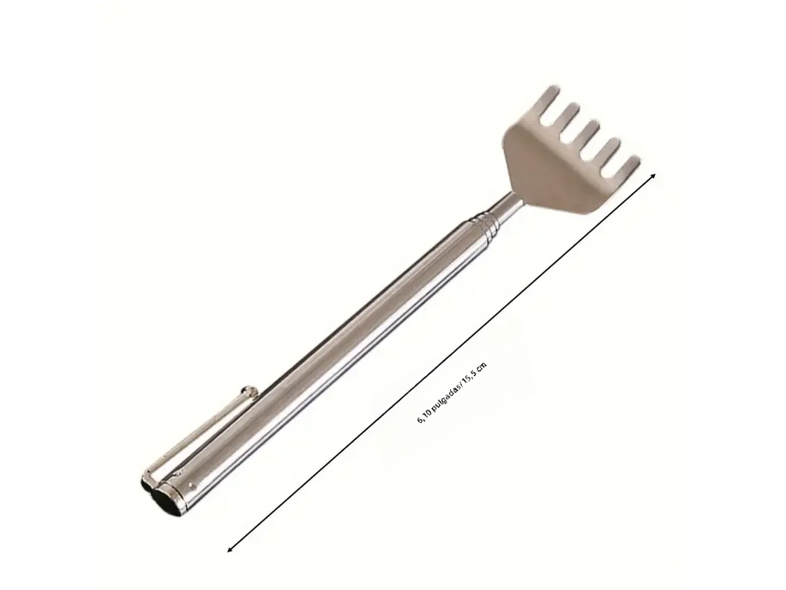 Conjunto de Massageador e Coçador de Costas em Aço Inoxidável com Telescópio de Bolso e Clipe para Caneta. MDUG
