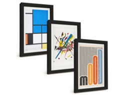 Composição De Quadros Geometrias Abstratas Modernas Espelharte (3 Peças 20x30 Cm)
