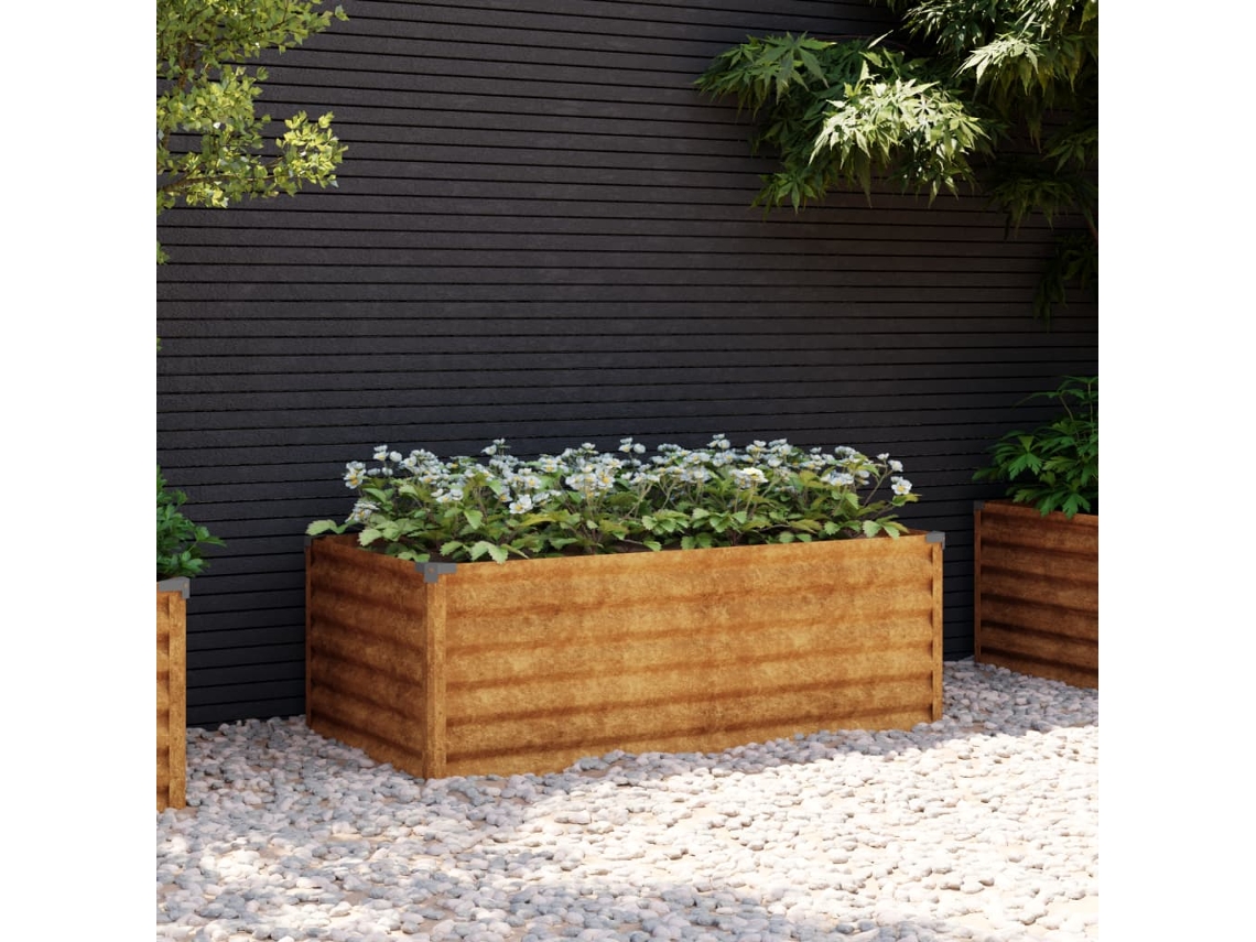 Canteiro Elevado De Jardim 100x50x36 Cm Aço Corten