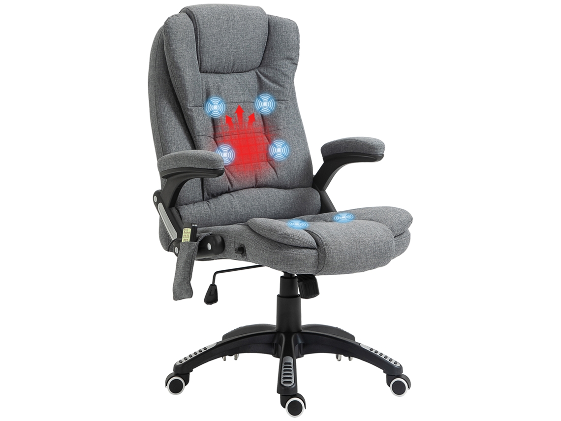 Cadeira de massagem vibratória de 6 pontos, balanço, aquecimento, reclinável, controle remoto, tecido, cinza ZENCORE SERVICES