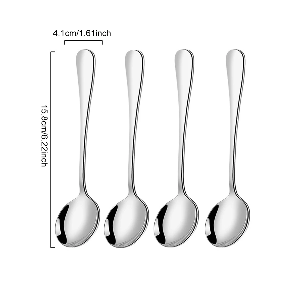Colheres de Chá em Aço Inoxidável, Duráveis e Próprias para Lava louças. MDUG (15,8 Cm, 4 Unidades)