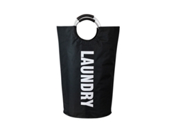 Cesto de Roupa Suja em Tecido com Alça de Alumínio, Preto, 72 X 38 Cm BRILVIBERA
