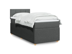 Vidaxl Cama Com Molas/colchão 80x200 Cm Tecido Cinzento-escuro