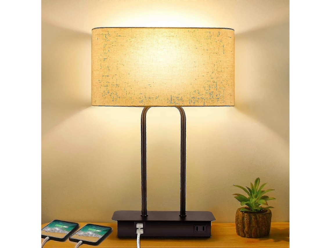 3-way Dimmable Touch Table Lamp With 2 Usb Ports And Ac Outlet Bedside Sta