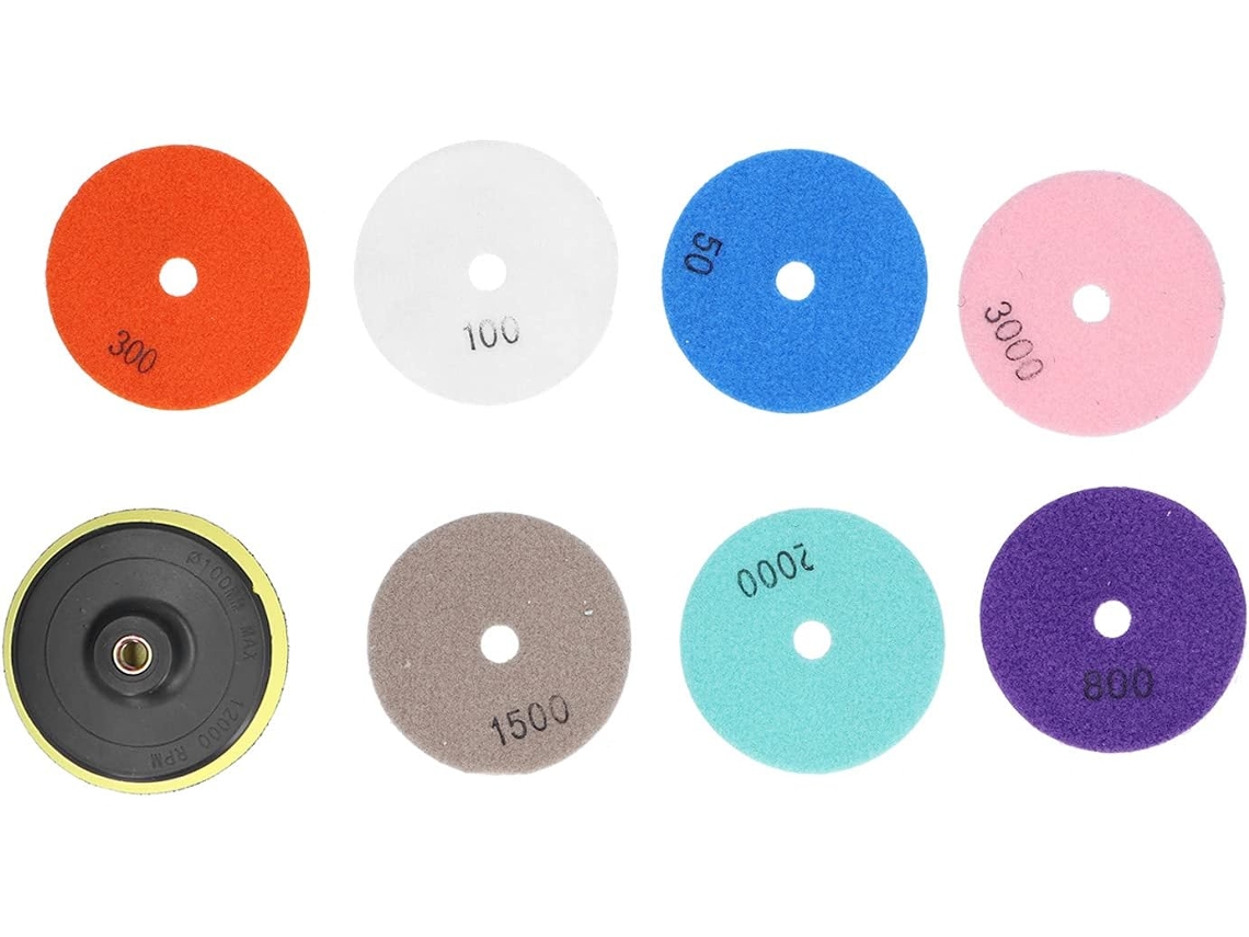 Kit De Polimento Com 7 Discos Diamantados Para Uso A Seco E Úmido,