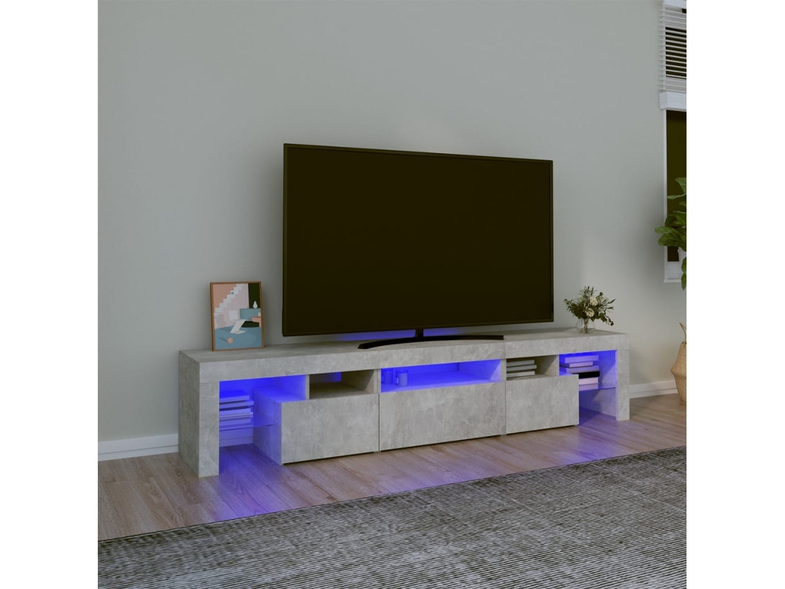 Vidaxl Móvel De Tv Com Luzes Led 200x36,5x40 Cm Cinzento Cimento