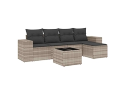 Maison Exclusive - 6 Pcs Conj. Sofás Jardim Com Almofadões Vime Pe Cinzento-claro
