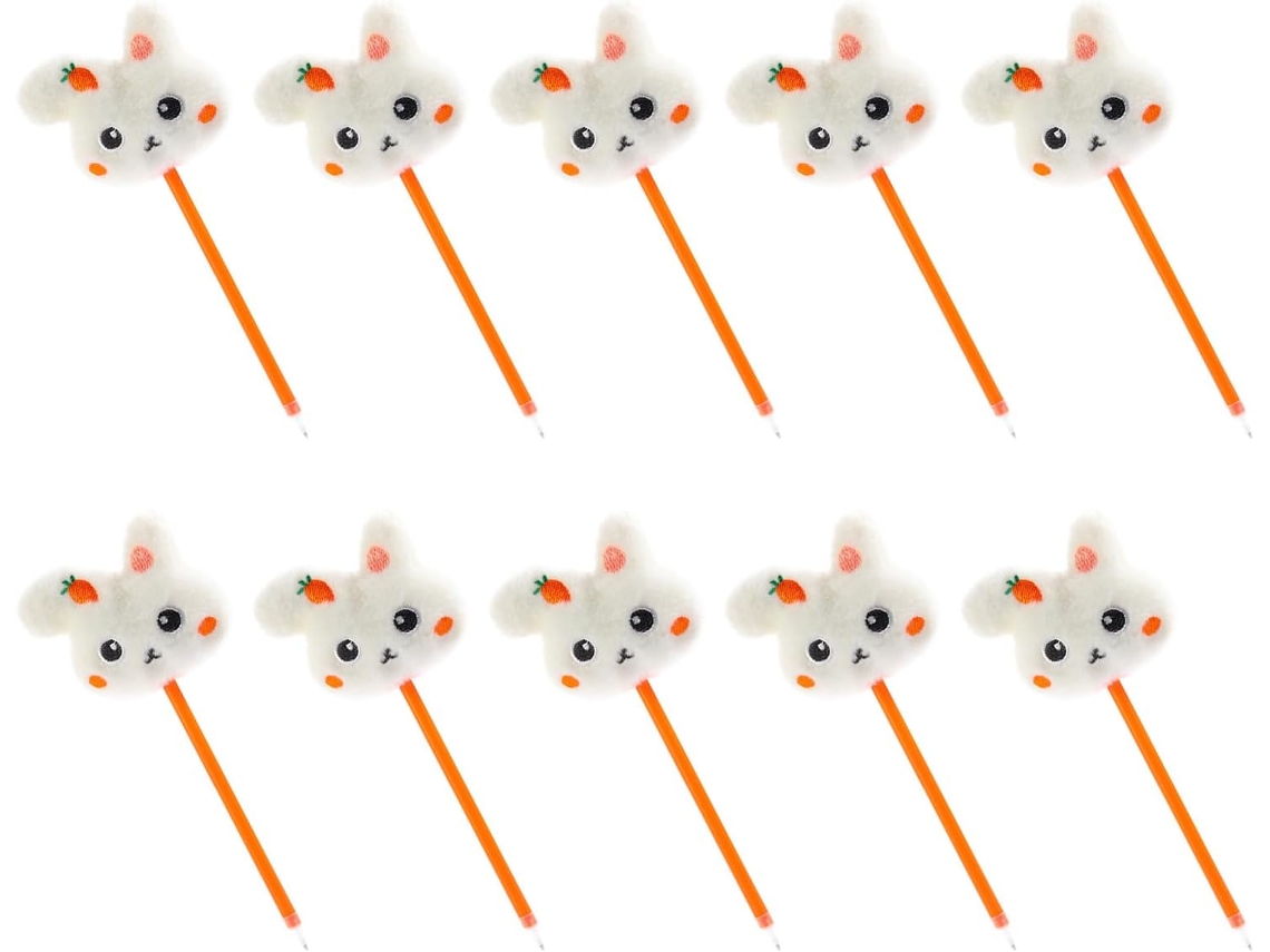 10 Canetas Esferográficas Com Estampa De Coelho, Pelúcia, Caneta Para