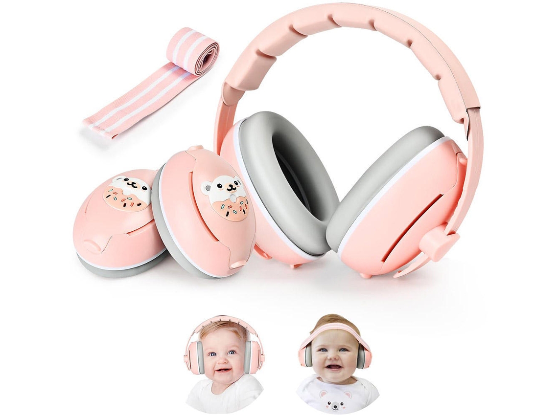 Protetor Auricular Tipo Concha, Ajustáveis Com Design 2 Em 1 - Rosa - Eifson