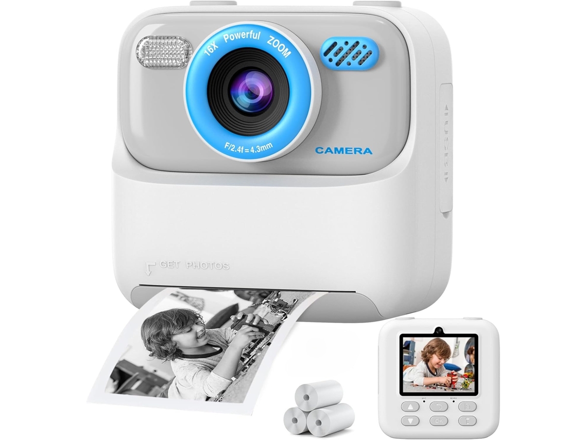 Câmera Digital Instantânea Infantil, Tela Grande De 2,4 Polegadas, Lentes Duplas Frontal E Traseira De 1080p (branca) Czhhmart