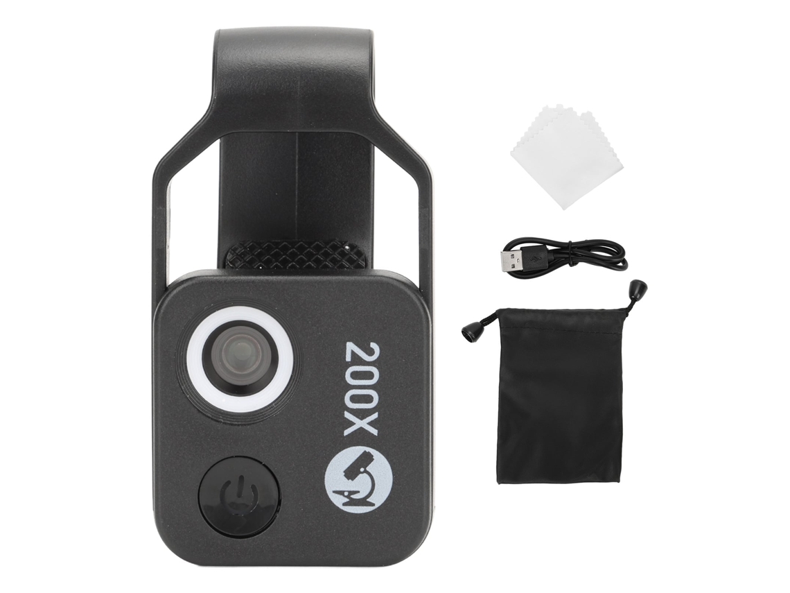2026 microscópio Mini de Bolso para Telefone 200x com Led, Microscópio Câmera para Telefone Móvel