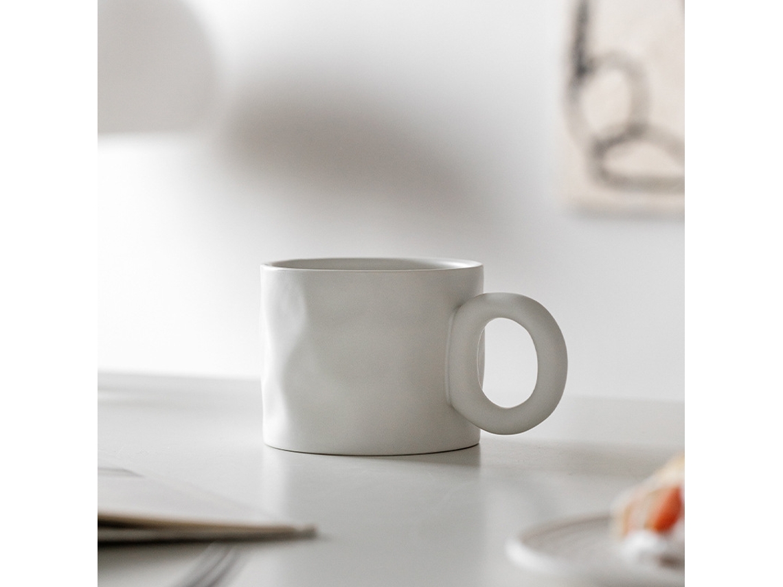 Caneca De Café Artesanal Em Cerâmica Azul Klein, Estilo Nórdico, Com Pulseira, Em Porcelana (branca, 450ml).