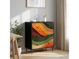 Vidaxl Baú De Gavetas Bonn Estampa De Onda Retrô 66 X 36,5 X 76 Cm