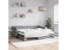 Vidaxl Sofá-cama C/ Gavetão E Colchões 90x190 Cm Tecido Cinzento-claro