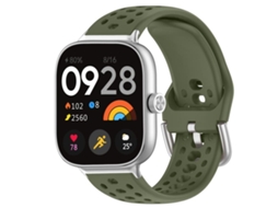 Bracelete Para Redmi Watch 6 / 5 / 4 - Silicone Esportivo - Fivela Prateada Verde Militar