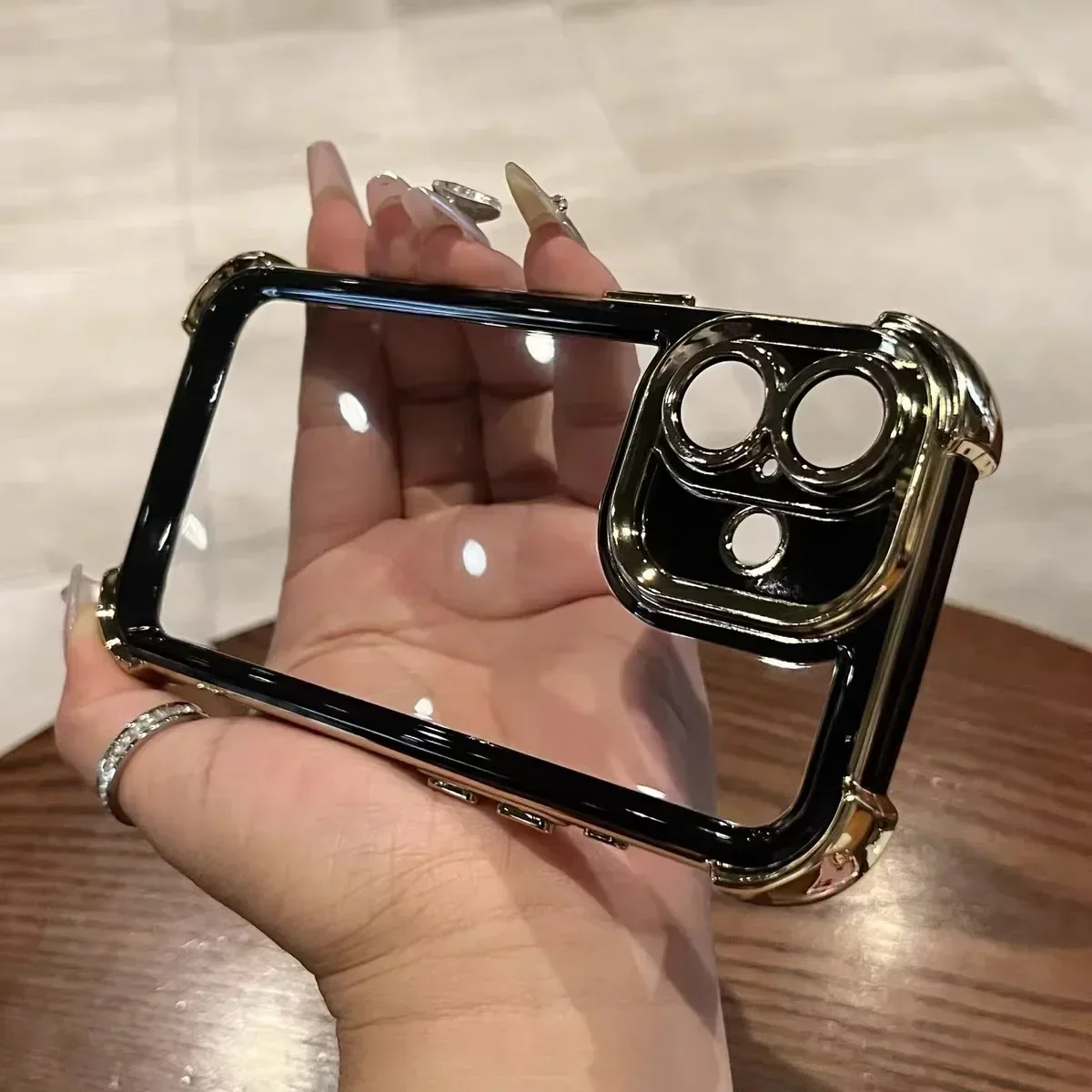 Capa Protetora Total Contra Impactos Para Iphone 12 (preta), Com Revestimento Eletroplástico Transparente.