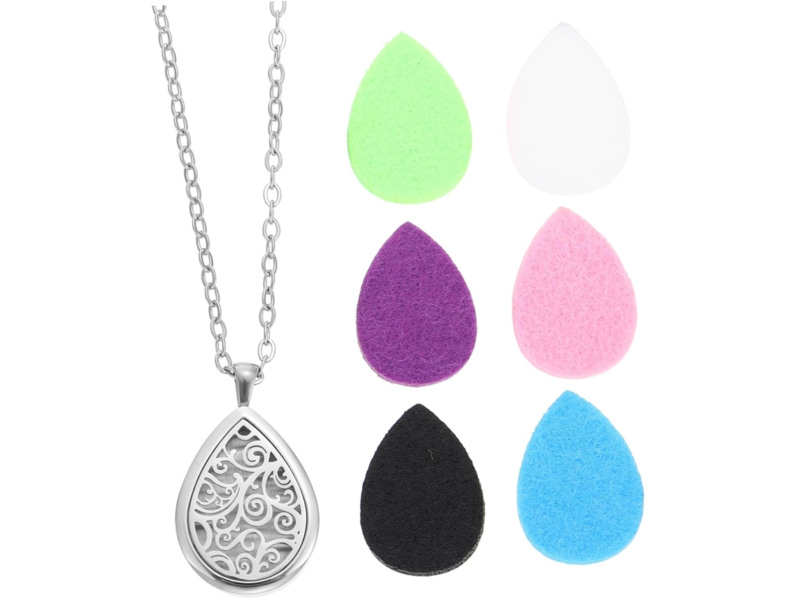 Colar Difusor De Perfume Em Aço Inoxidável Com Pingente De Coração De 4x3 Cm, Colar Para Aromaterapia