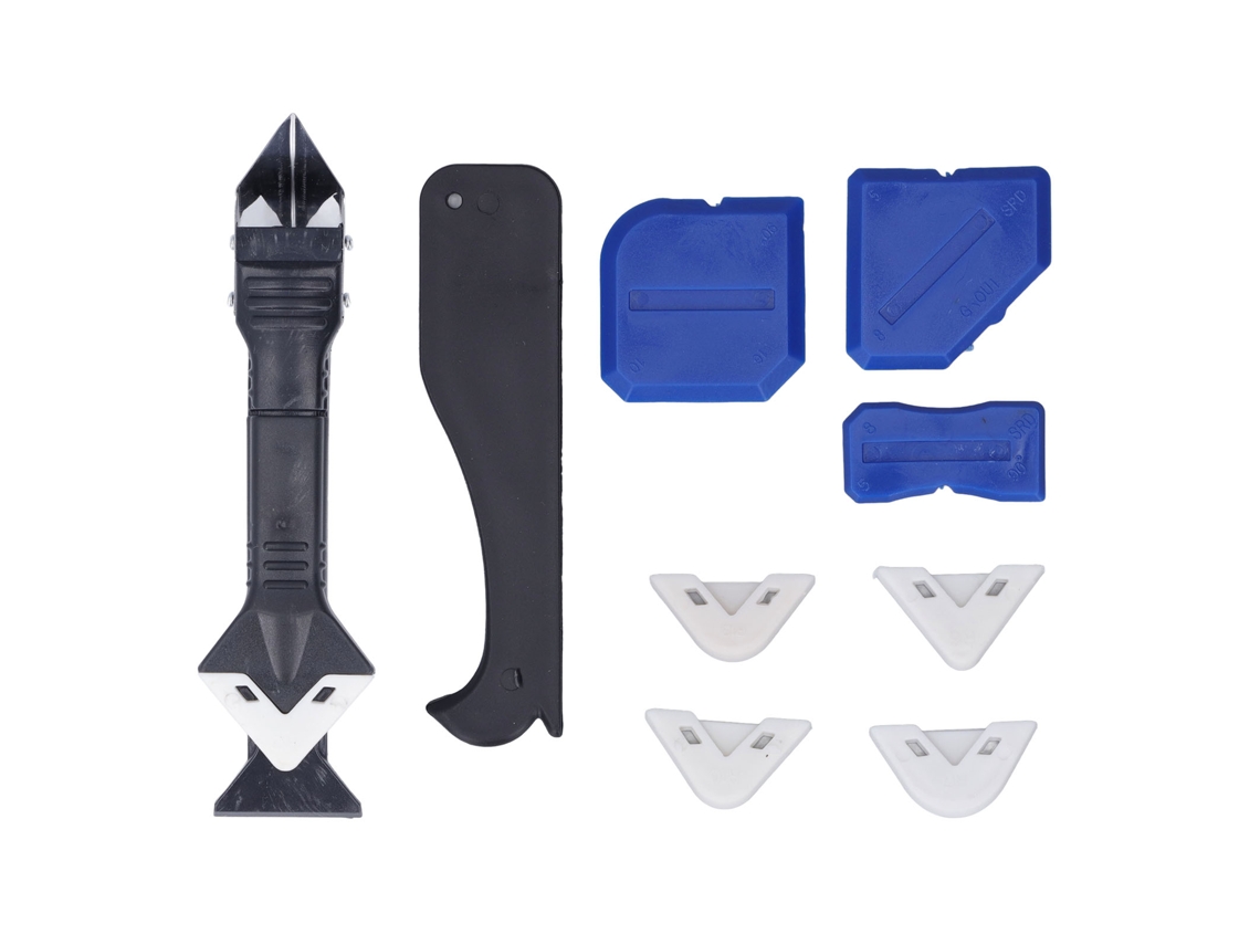 10pcs Ferramenta de Calafetar Silicone Reutilizável com 5 Pastilhas para Selantes, Massas, Rejuntes | S/MARCA