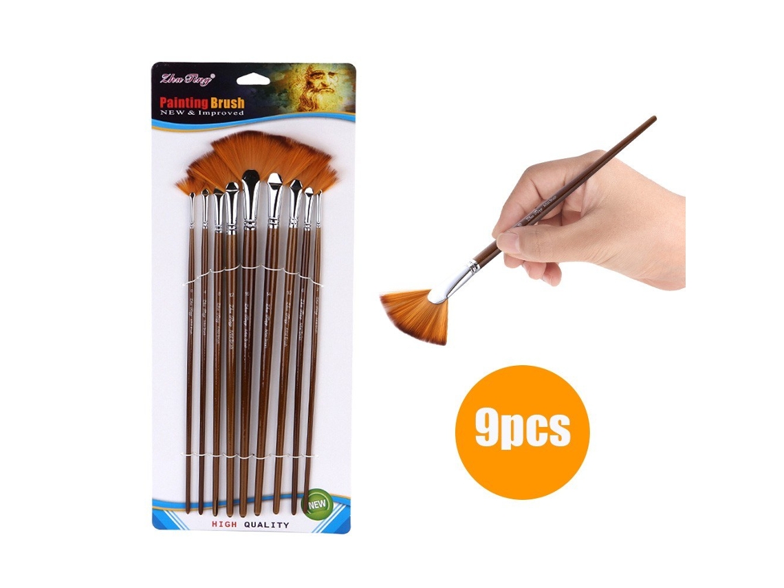 Conjunto de Pincel de Pintura em Leque 9 Pcs 01#