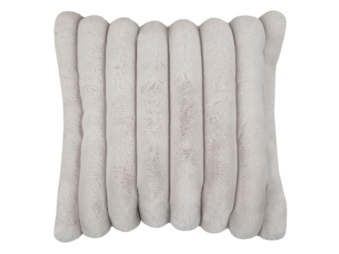 Coussin Em Imitação De Pele Ultra Macia Com Faixas Ecru 45x45 Cm