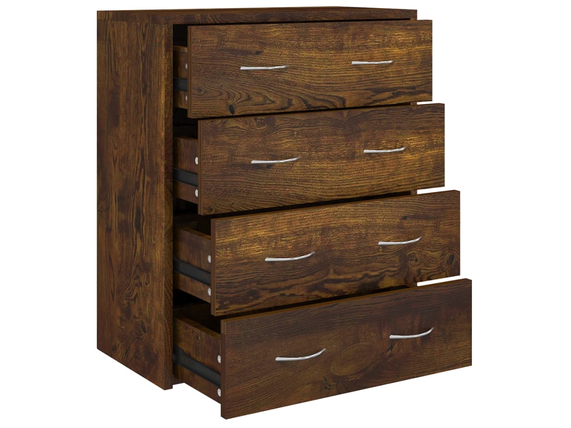 Aparador com 4 gavetas 60x30,5x71 cm Carvalho Fumê EXCLUSIVO DA MAISON